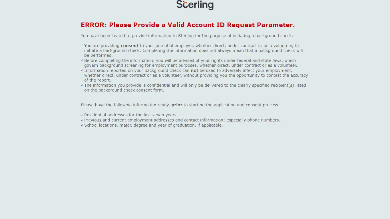 Background Screening Consent Form - Sterling